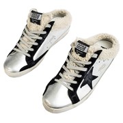Golden Goose Sabots in silver laminated leather 211763